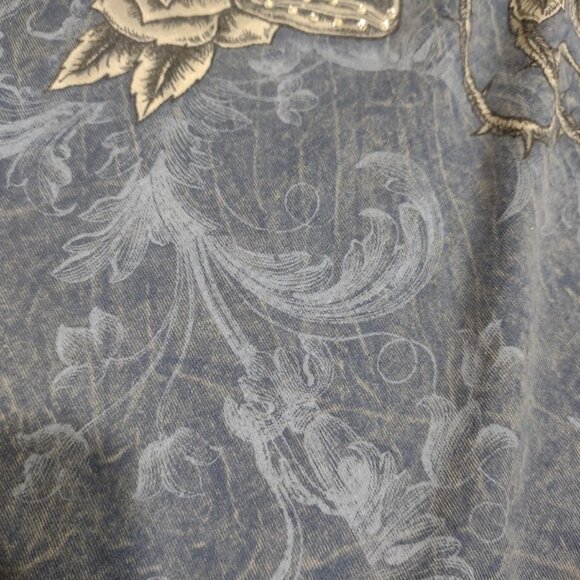 COTTY ON VINTAGE TSHIRT DISTRESSED GUNS WINGS ROSES BLING RHINESTONES SIZE L - Picture 9 of 13